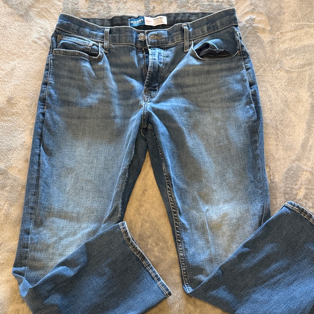 Mens Old Navy Straight 34x30 Blue Jeans - Picture 1 of 3